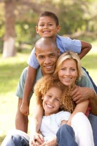 a family posing for a picture